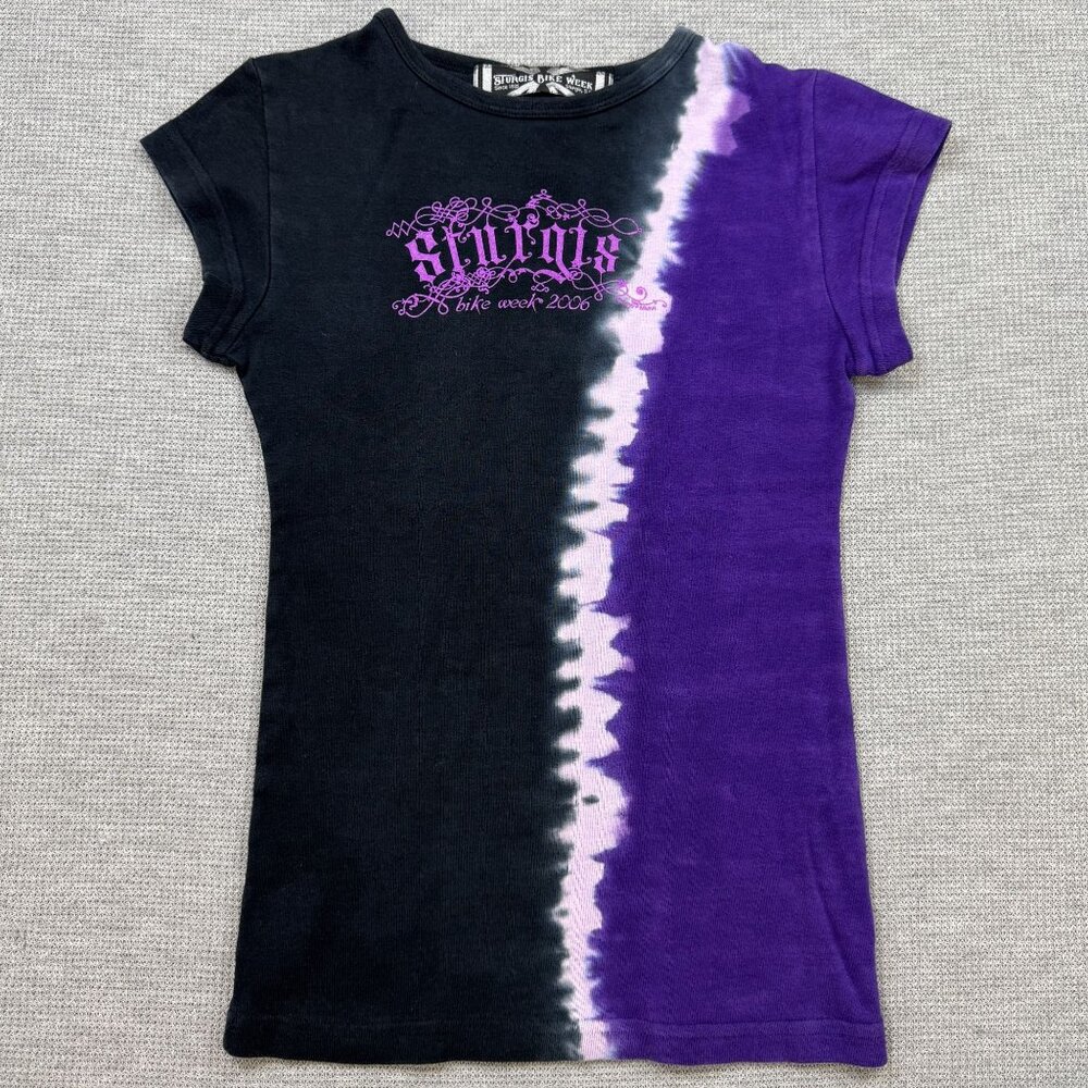 Sturgis Bike Week 2006 Tie-Dye T-Shirt Womens Sz Small Purple Black Short Sleeve - Picture 4 of 14